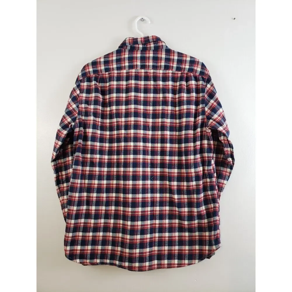 Y2K J. Crew Mercantile Flannel Mens Shirt Size L Plaid Long Sleeve Travel Office